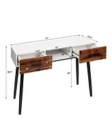 42 Inch Industrial Console Table with 2 Drawers for Entryway Hallway