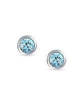 Bling Jewelry Set of 2 Simple Martini Bezel Set Cz Stud Earrings Gold Plated Sterling Silver