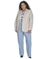 Calvin Klein Plus Linen-Blend One-Button Blazer