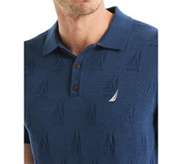 Nautica Men's Sailboat Textured Sweater Polo Shirt