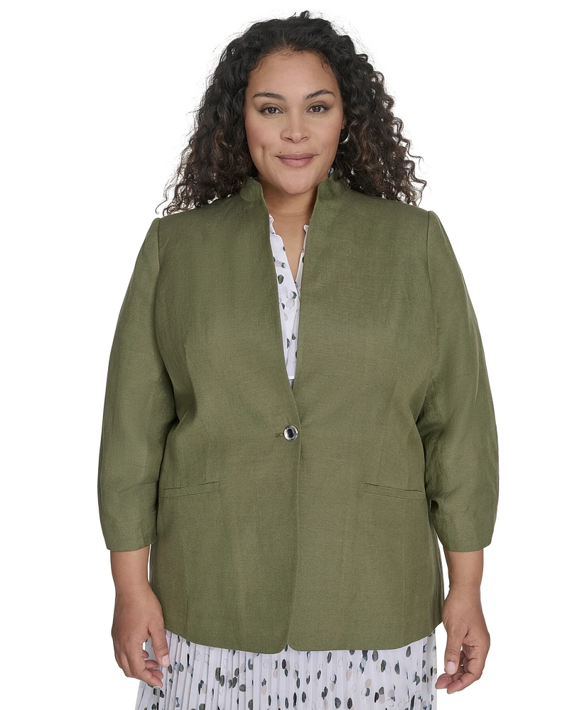 Calvin Klein Plus Linen-Blend Blazer