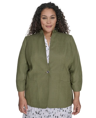 Calvin Klein Plus Linen-Blend Blazer