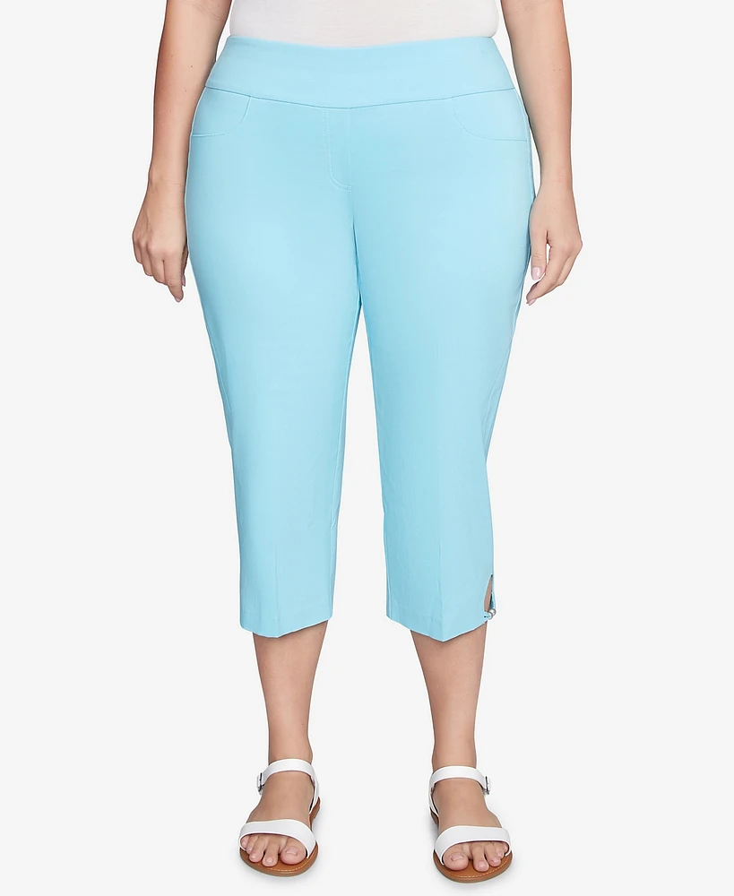 Hearts Of Palm Plus Solid Pull On Capri Pants