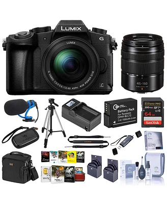 Panasonic Lumix Dmc-G85 Mirrorless Camera with 12-60mm f/3.5-5.6 Lens, Bundle with 45-150mm f/4.0-5.6 Lens, Black, 64GB Memory Card, Microphone, Tripo