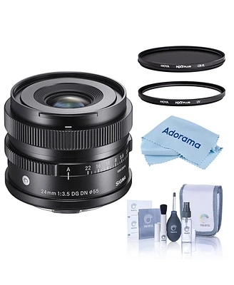 Sigma 24mm f/3.5 Dg Dn Contemporary Lens for Sony E, Bundle with Hoya 58mm Uv and Cpl Filters