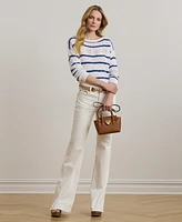 Lauren Ralph Women's Striped Pointelle Cotton-Blend Sweater