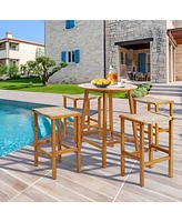 Patio Wood Bar Stools Set of 2