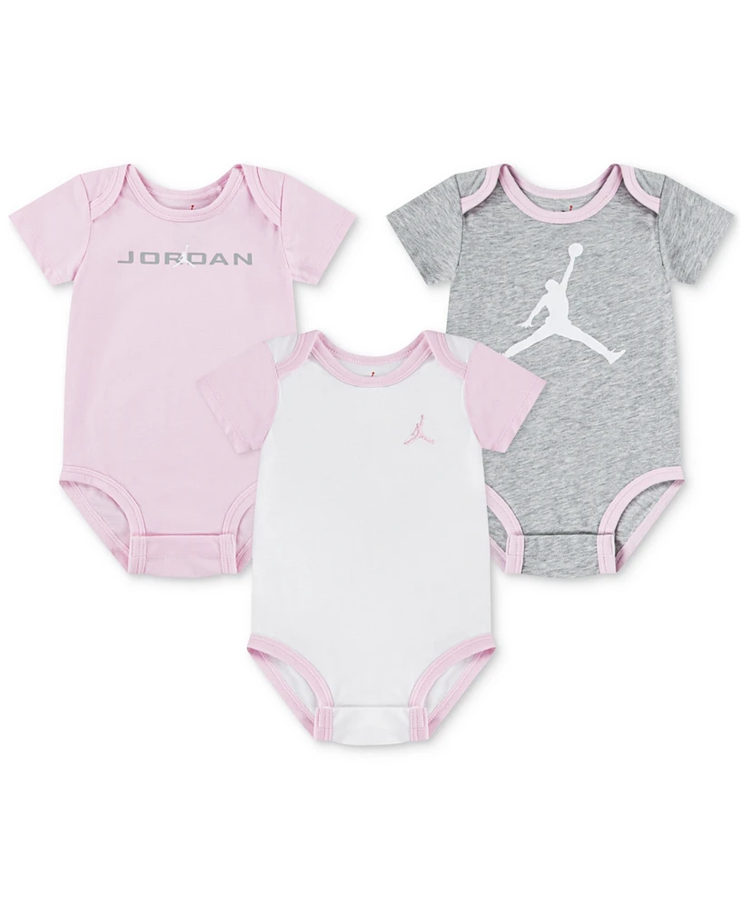 Jordan Baby Girl or Boy Mj Brooklyn Essentials Bodysuits, 3 Pack