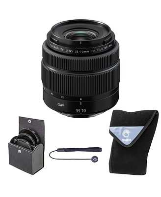 Fujifilm Gf 35-70mm f/4.5-5.6 Wr Lens, Black, Bundle with 62mm Digital Essentials Filter Kit and 19x19" Lens Wrap