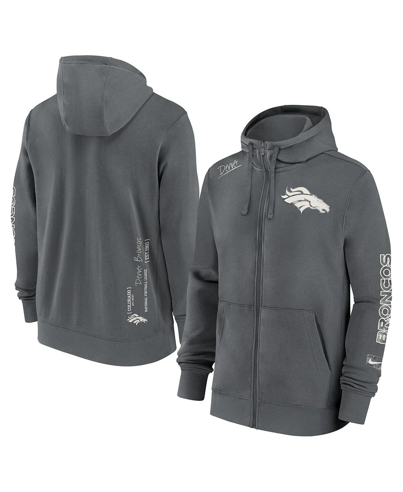 Nike Men's Gray Denver Broncos Statement Performance Full-Zip Hoodie Jacket