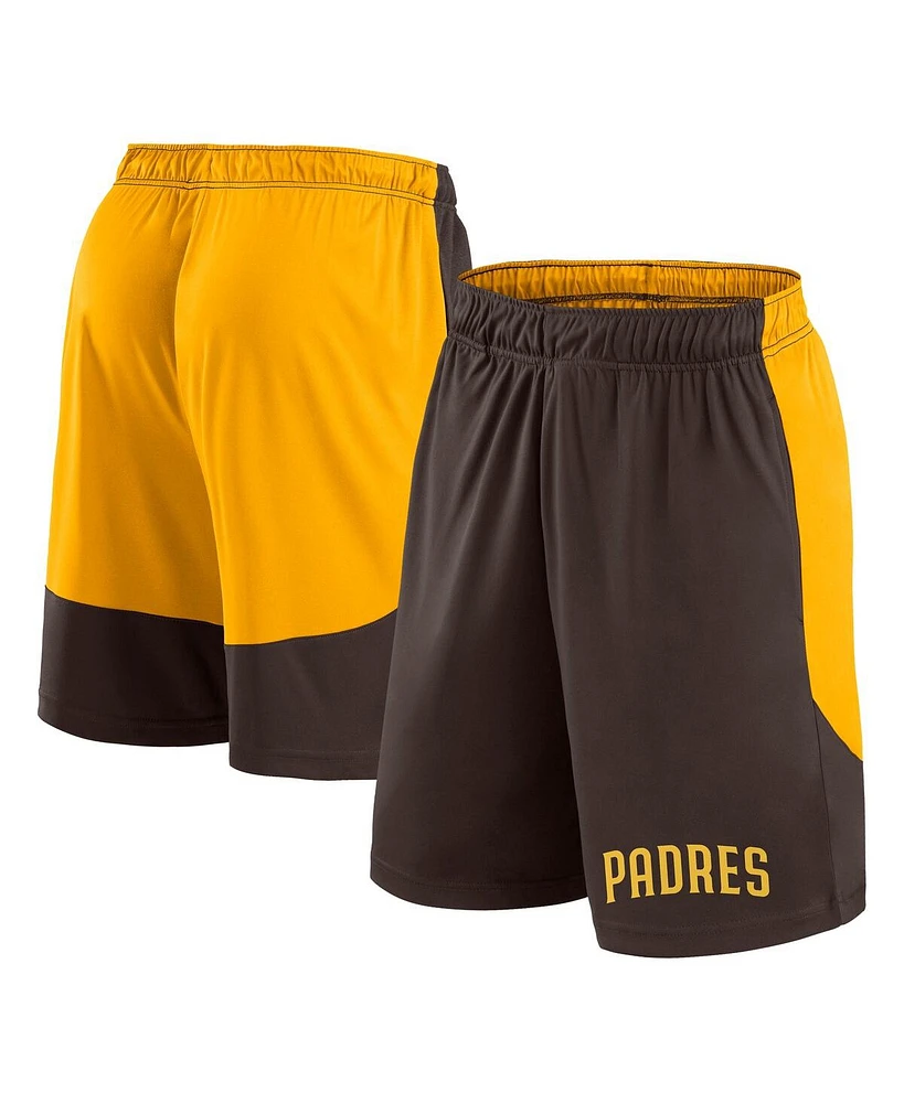 Fanatics Men's Brown/Gold San Diego Padres Launch Polyester Shorts