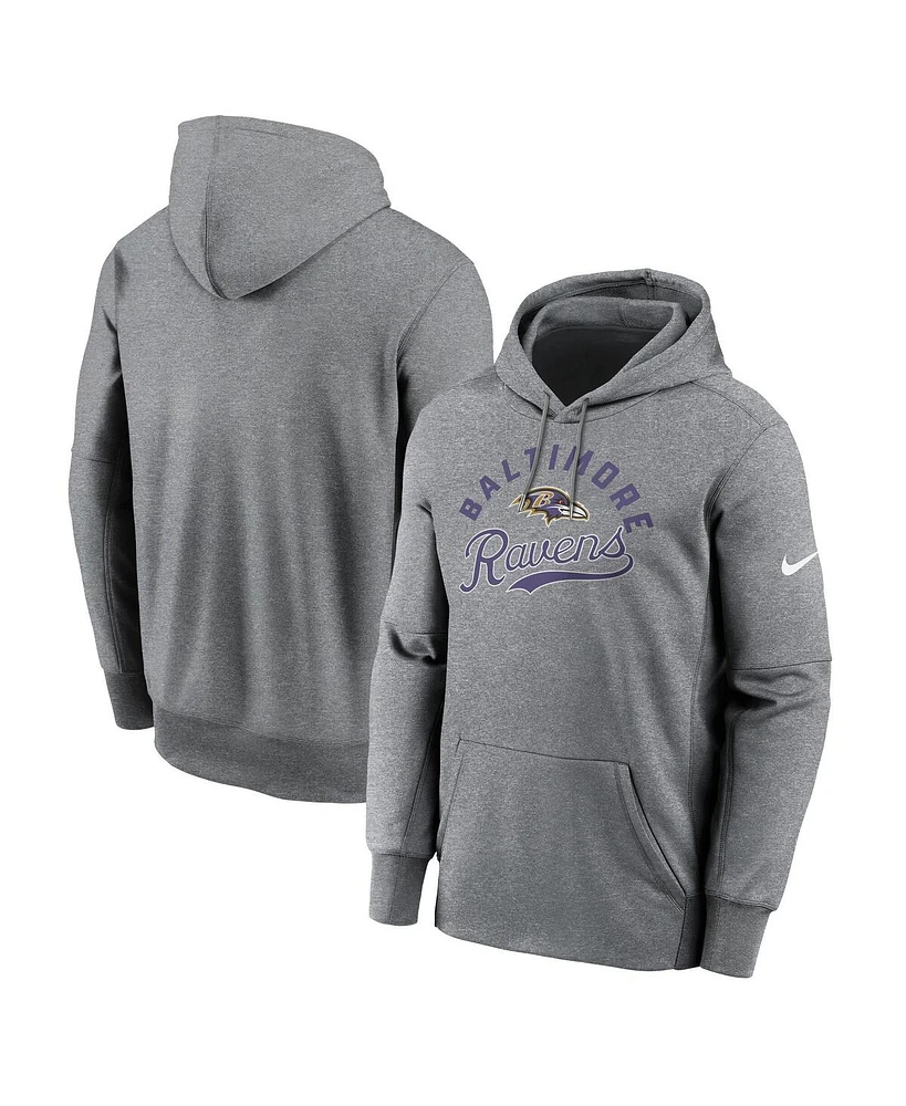 Nike Men's Heather Gray Baltimore Ravens Performance Fleece Pullover Hoodie