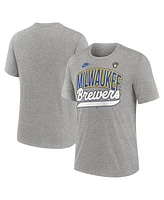 Nike Men's Heather Gray Milwaukee Brewers Cooperstown Collection Retro Tri-Blend T-Shirt