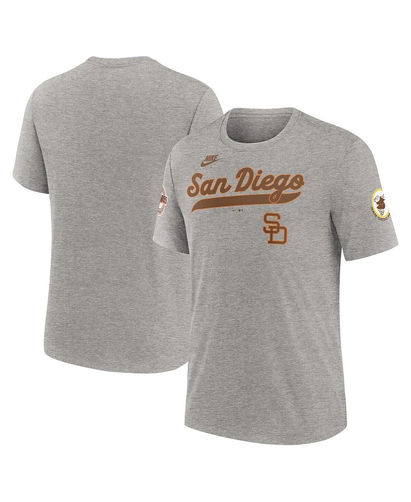 Nike Men's Heather Gray San Diego Padres Cooperstown Collection Eras Tri-Blend T-Shirt