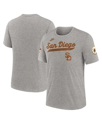 Nike Men's Heather Gray San Diego Padres Cooperstown Collection Eras Tri-Blend T-Shirt