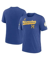 Nike Men's Heather Royal Milwaukee Brewers Cooperstown Collection Eras Tri-Blend T-Shirt