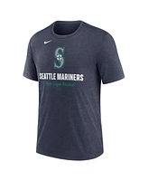 Nike Men's Heather Navy Seattle Mariners Logo Tri-Blend T-Shirt