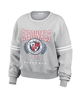 Wear By Erin Andrews Women's Heather Gray St. Louis Cardinals Domestic Crest Pullover Sweatshirt