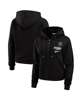 Wear By Erin Andrews Women's Black Vegas Golden Knights Waffle-Knit Pullover Hoodie