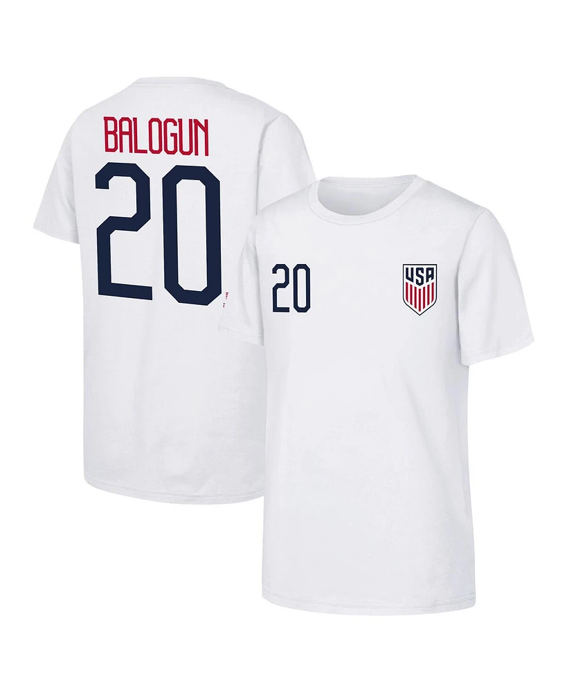 Outerstuff Big Boys and Girls Folarin Balogun White Usmnt Name Number T-Shirt