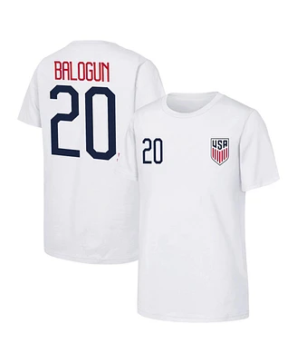 Outerstuff Big Boys and Girls Folarin Balogun White Usmnt Name Number T-Shirt