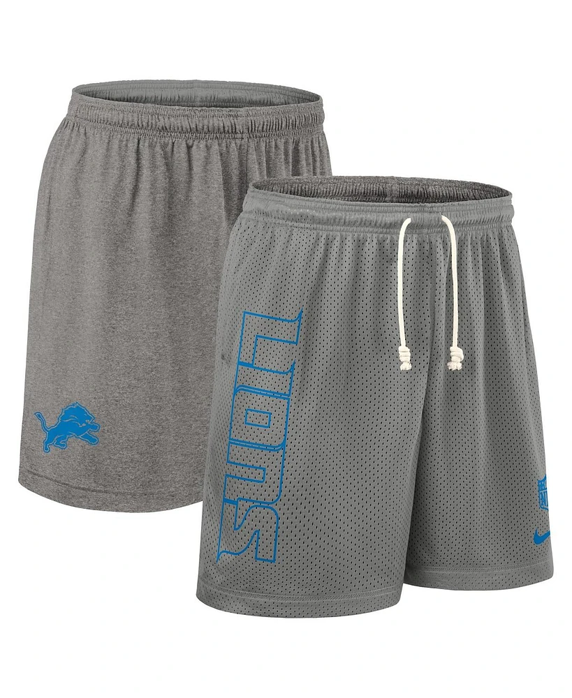 Nike Men's Gray Detroit Lions Sideline Reversible Performance Shorts