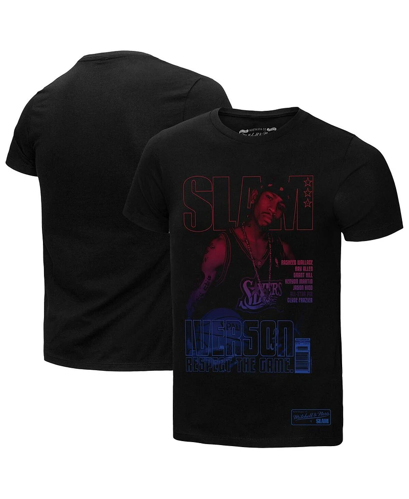 Mitchell & Ness Men's Allen Iverson Black Philadelphia 76ers Slam Gradient T-Shirt