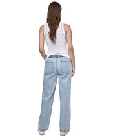 Dkny Jeans Womens Crewneck Tank Top Mid Rise Relaxed Straight Leg Jeans