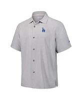 Tommy Bahama Men's Gray Los Angeles Dodgers Hit and Run Silk Camp Button-Up Shirt