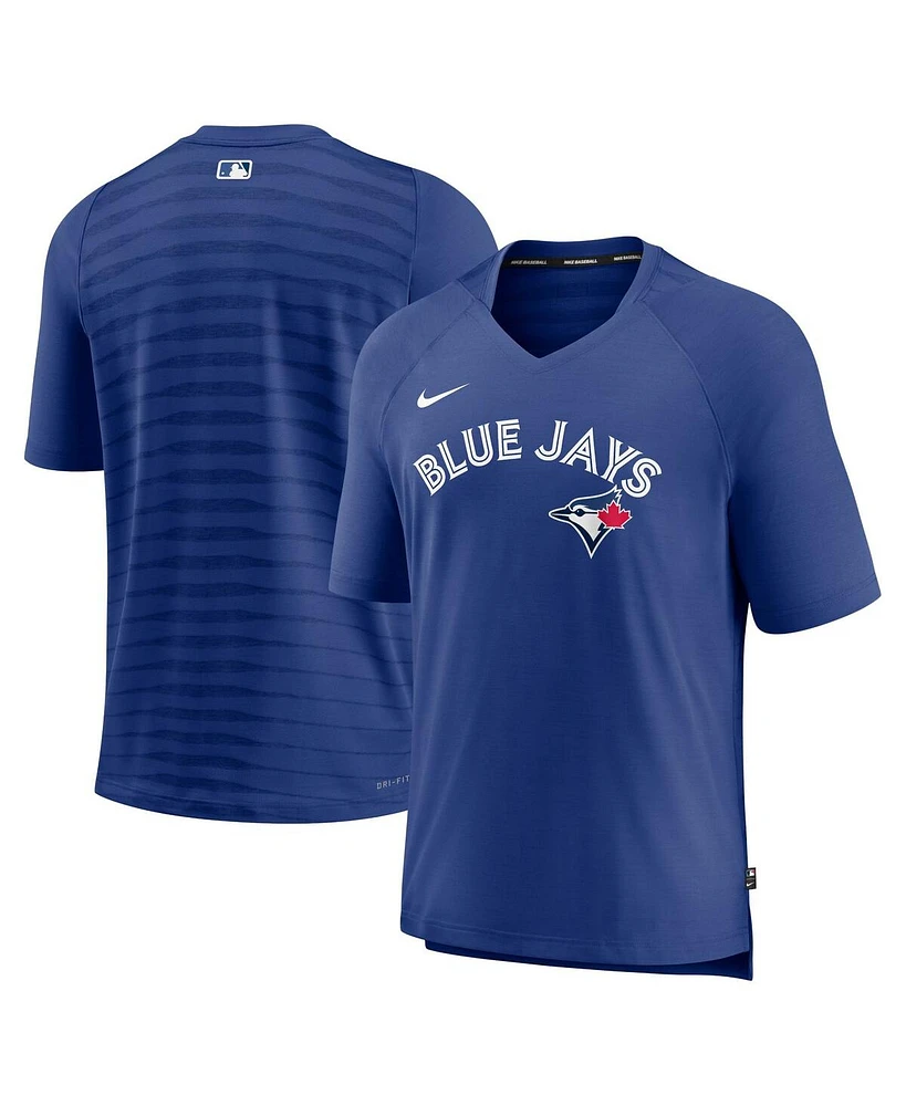 Nike Men's Royal Toronto Blue Jays Authentic Collection Pregame Raglan Performance V-Neck T-Shirt