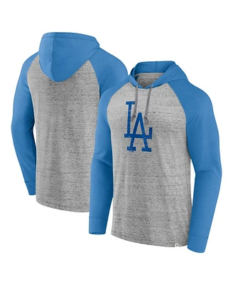 Fanatics Men's Gray/Heather Royal Los Angeles Dodgers Single Play Speckled Lightweight Pullover Hoodie