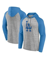 Fanatics Men's Gray/Heather Royal Los Angeles Dodgers Single Play Speckled Lightweight Pullover Hoodie