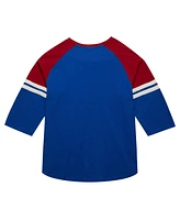 Mitchell & Ness Men's Royal Atlanta Braves Cooperstown Collection Legendary Raglan Slub Henley 3/4-Sleeve T-Shirt
