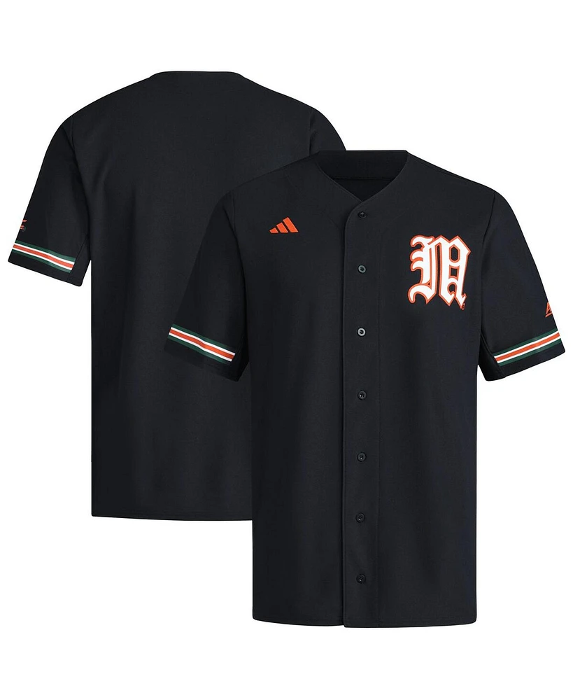 Adidas Men's Black Miami Hurricanes V-Neck Baseball Jersey