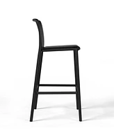 29.5" Outdoor Modern Polypropylene Plastic Patio Bar Height Stools (Set of 2)
