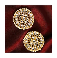 Sohi Women's Gold-Plated Stone Stud Earrings