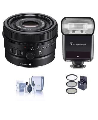 Sony Fe 50mm f/2.5 G Lens for Sony E, Bundle with Flashpoint Zoom-Mini Ttl R2 Flash, Filter Kit, Cleaning Kit