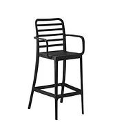 29.5" Outdoor Polypropylene Plastic Patio Bar Height Stools (Set of 2)