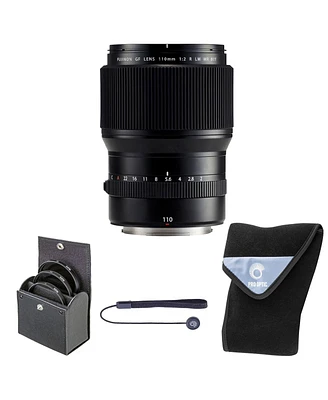 Fujifilm Gf 110mm f/2 R Wr Lm Lens, Bundle with 77mm Digital Essentials Filter Kit and 19x19" Lens Wrap