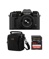 Fujifilm X-T50 Mirrorless Camera, Black with Xc 15-45mm f/3.5-5.6 Ois Pz Lens, Bundle with 64GB Sdxc Memory Card, Alpine 120 Shoulder Bag