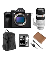Sony Alpha a7R V Mirrorless Camera with Fe 70-200mm f/2.8 Gm Oss Ii G Lens, Bundle with Backpack, Np-FZ100 Battery, 128GB Memory Card