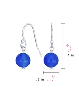 Bling Jewelry Set of 2 Simple Natural Multi Stones 8MM Bead Drop Ball Earrings Sterling Silver