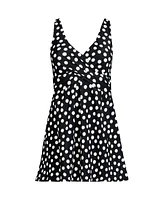 Lands' End Women's Long Slender Suit Wrap Swim Dress Swimsuit