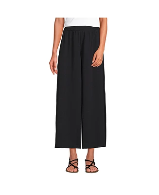 Lands' End Women's Creaseless High Rise Palazzo Crop Pants