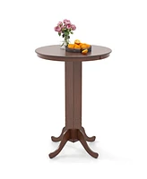 Wood Pub Round Dining Table with Pedestal Base