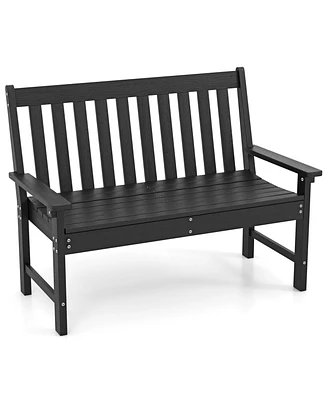 All-Weather Hdpe Outdoor Bench with Backrest and Armrests