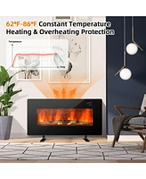 Gymax 36'' Electric Fireplace Wall Mounted & Freestanding Heater Remote Control 1500W