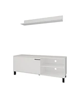 Bitter Springs Tv Stand 65" in melamine with Open Storage,pneumatic arms and 1 Door, White