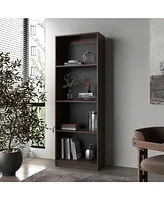 Bear Flat Bookcase with Open Storage and 4 Shelves ,Stained Walnut
