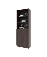 Beyerville Bookcase with Open Storage and 2 Doors, Stained Walnut